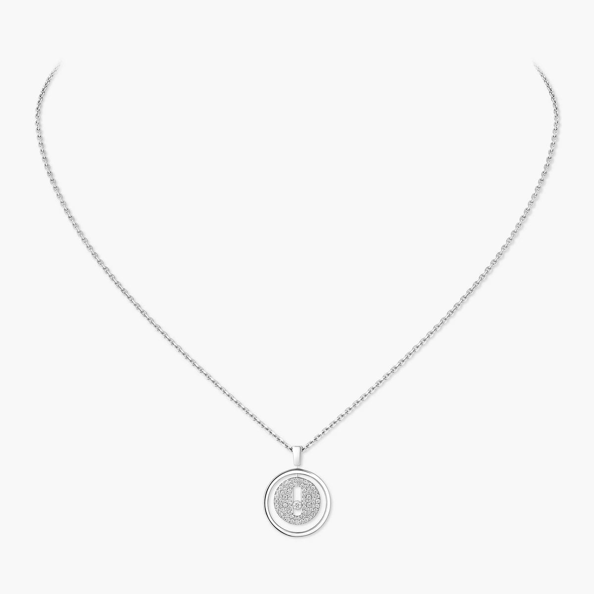 Collier Femme Or Blanc Diamant Lucky Move PM Pavé 07397-WG