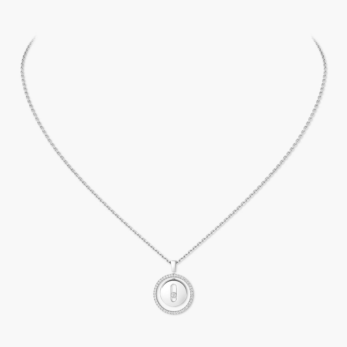 Collier Femme Or Blanc Diamant Lucky Move PM 07396-WG