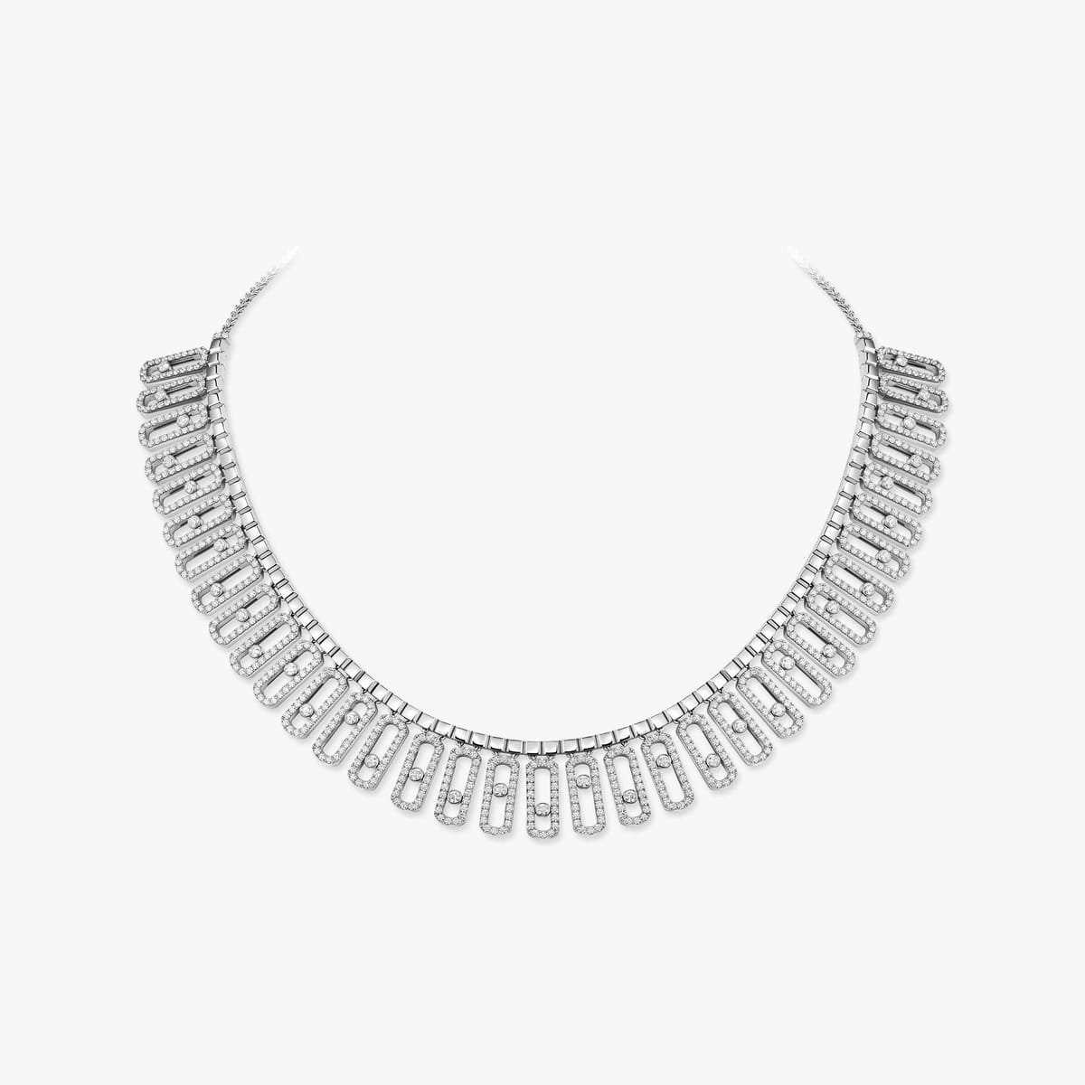 Collier Femme Or Blanc Diamant Move Iconica Pavé 12699-WG