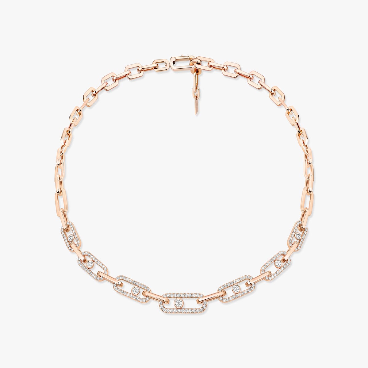 Necklace For Her Pink Gold Diamond Move Link Pavé 14042-PG