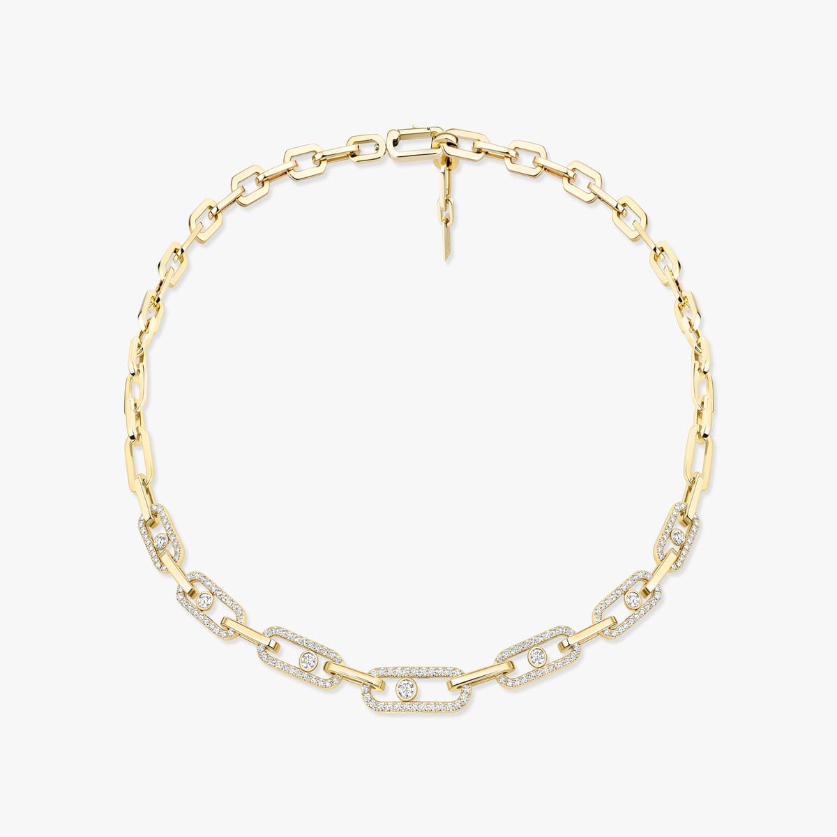 Necklace For Her Yellow Gold Diamond Move Link Pavé 14042-YG