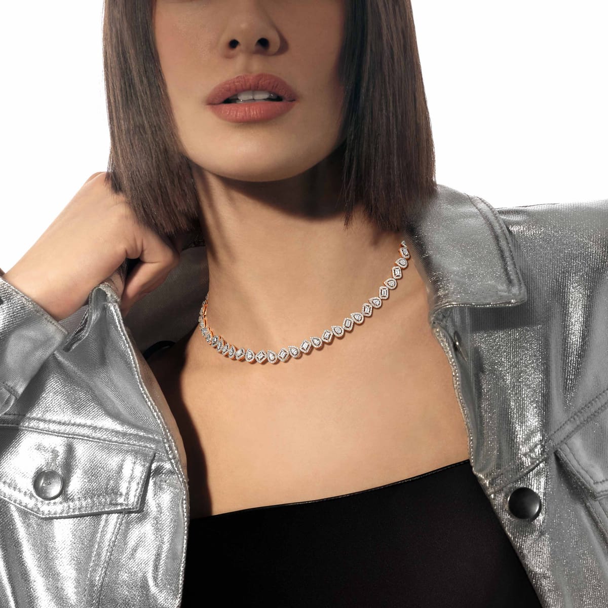 Necklace For Her Pink Gold Diamond My Twin Rivière 13677-PG