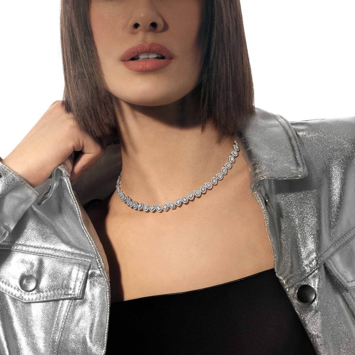 Collier Femme Or Blanc Diamant Collier rivière My Twin 13677-WG