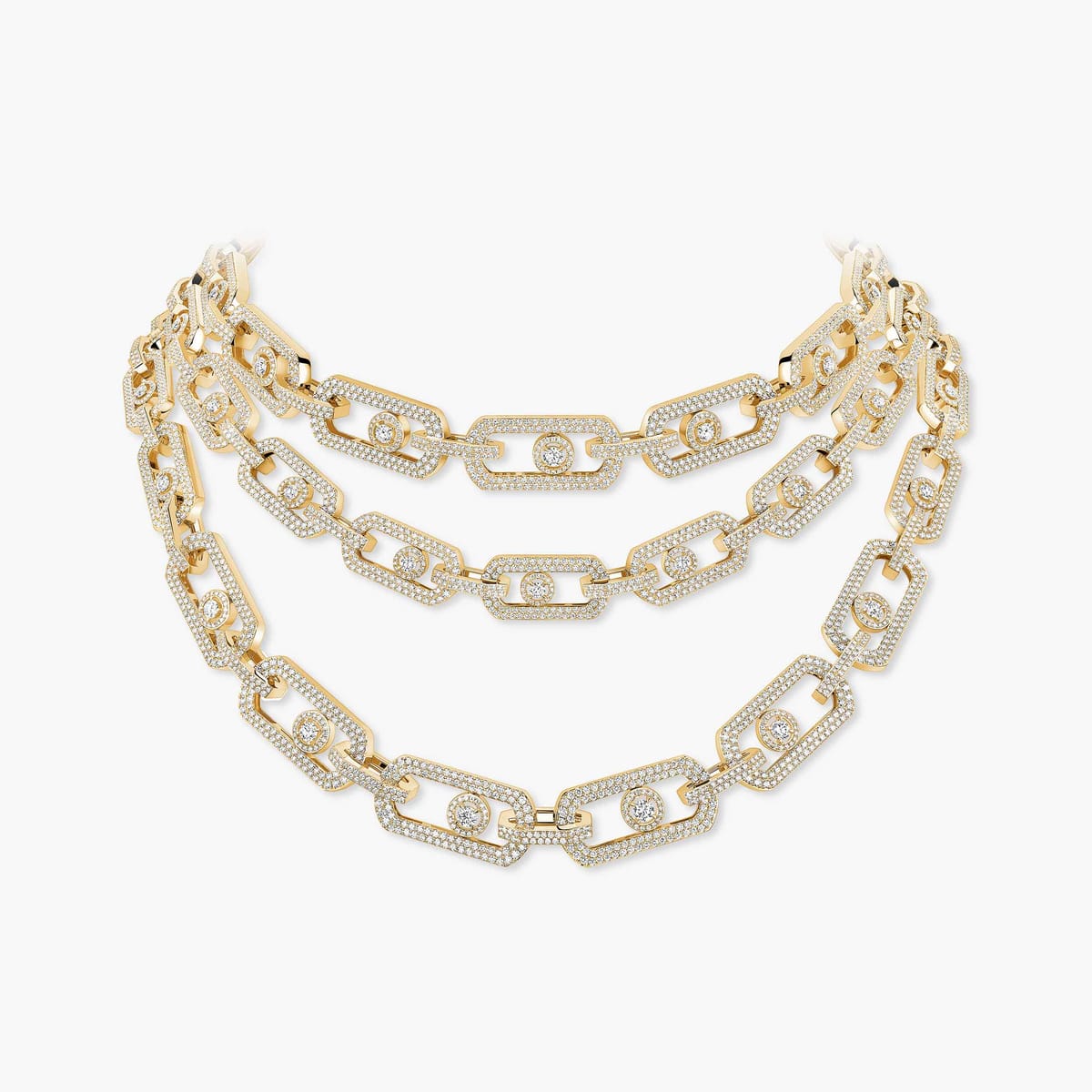 Collier Femme Or Jaune Diamant So Move 3 rangs Pavé 13751-YG