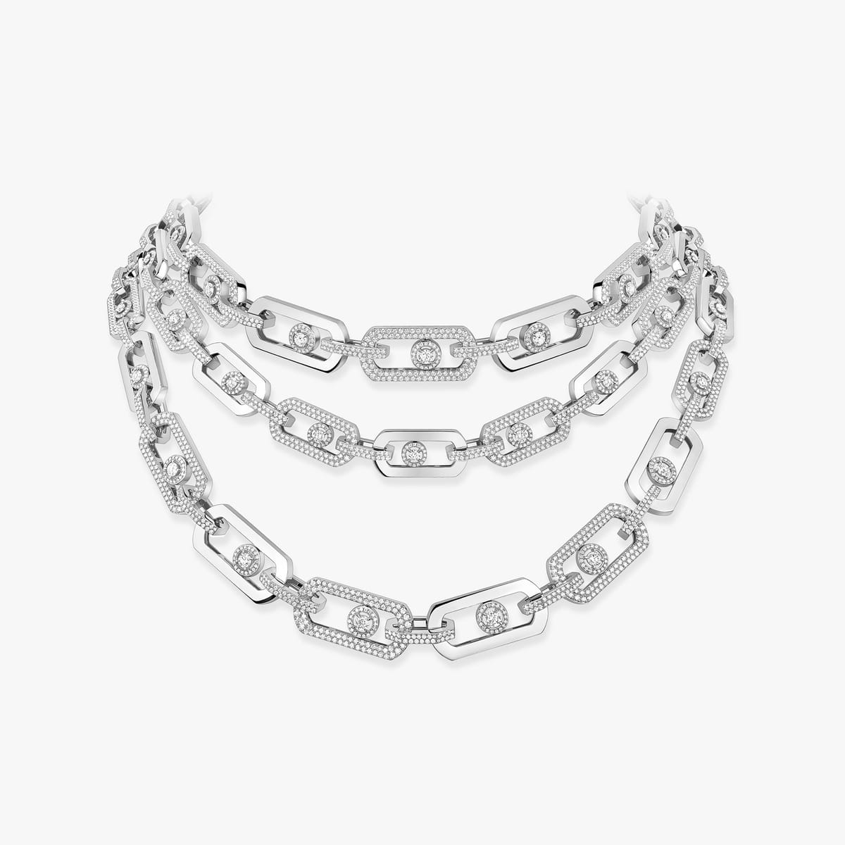 Collier Femme Or Blanc Diamant So Move 3 rangs 14029-WG
