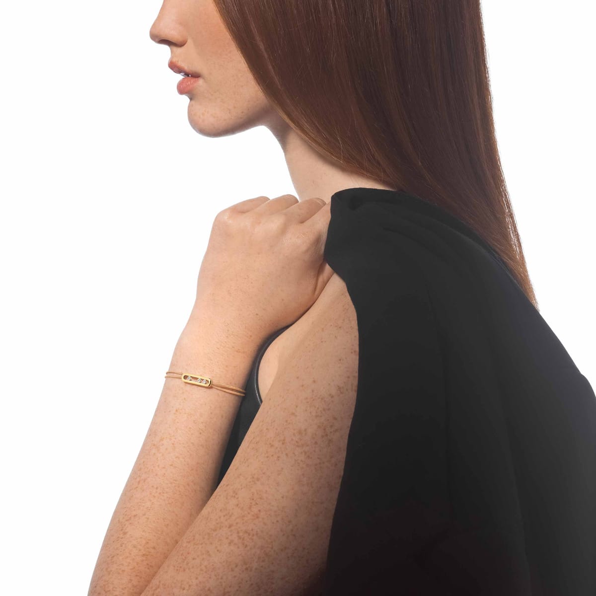 Bracelet Femme Or Jaune Diamant Bracelet cordon beige Messika Care(s) 14099-YG