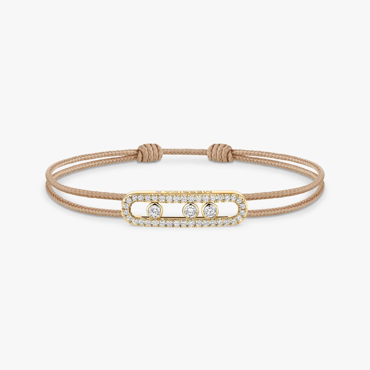 Bracelet Femme Or Jaune Diamant Bracelet cordon beige pavé Messika Care(s) 14102-YG