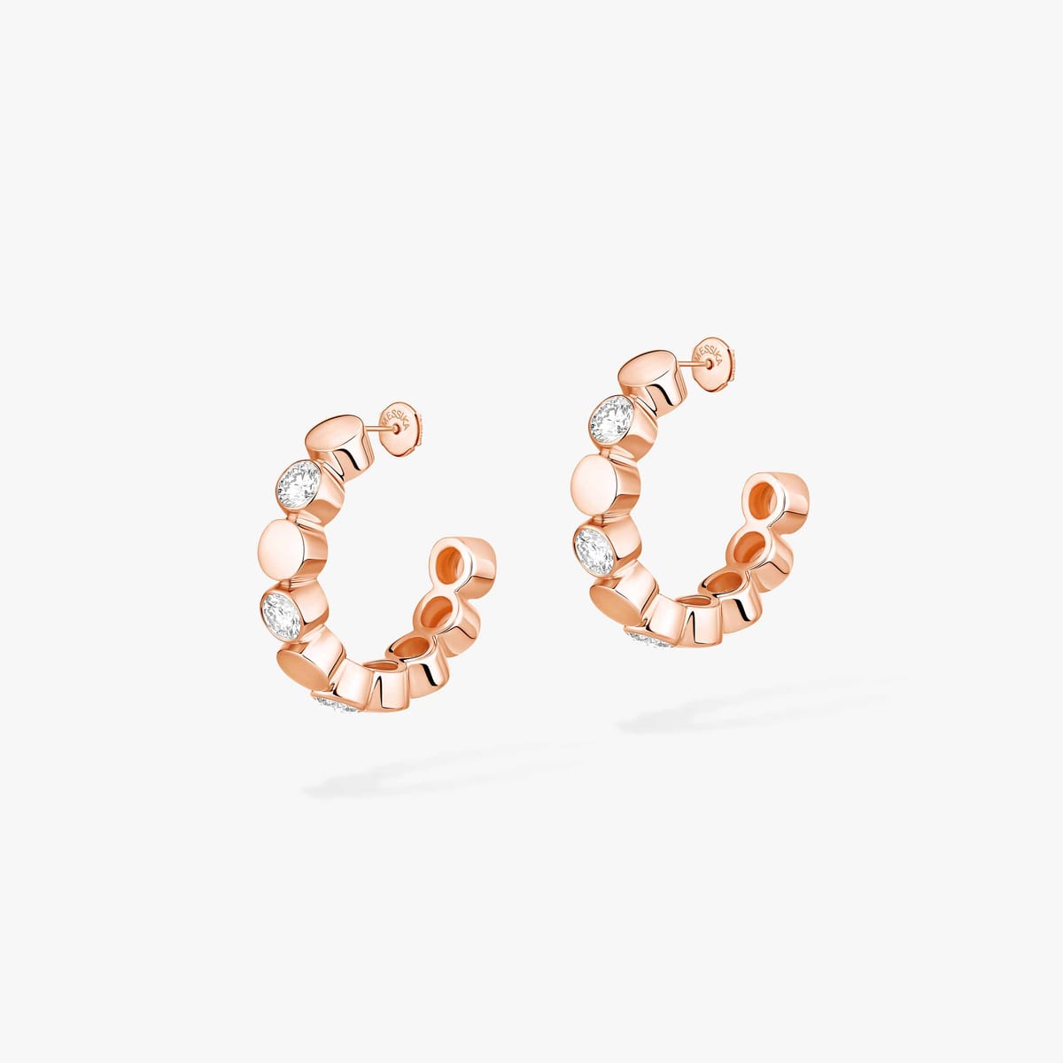 Earrings For Her Pink Gold Diamond Mini Créoles D-Vibes 13450-PG