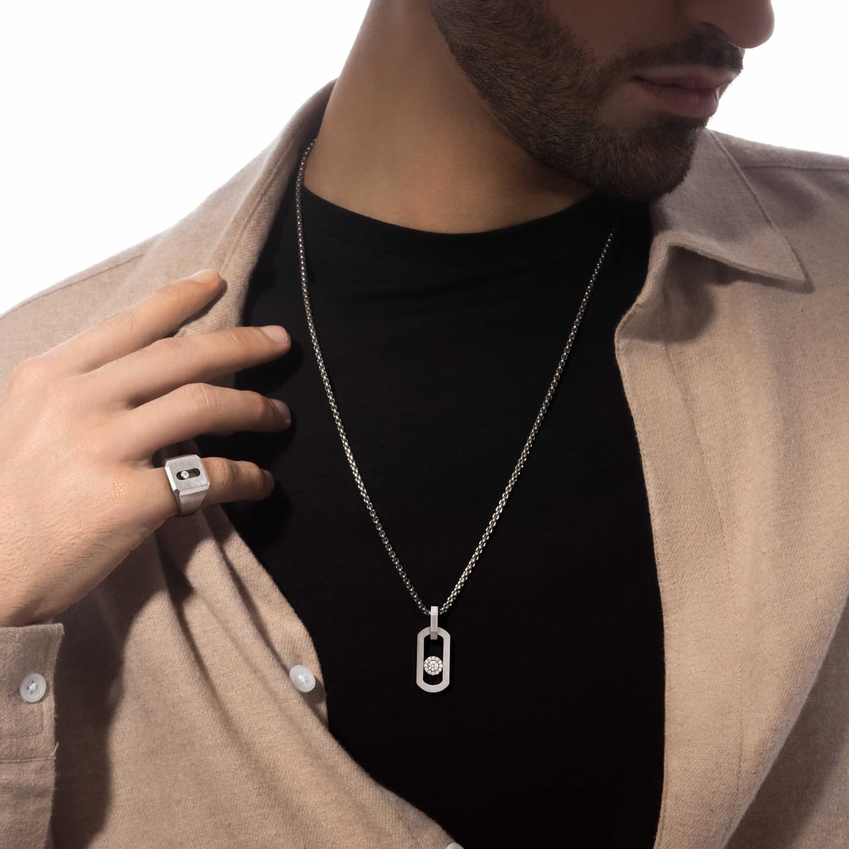 Collier Homme Titane Naturel Diamant Collier pendentif So Move 13679-TN