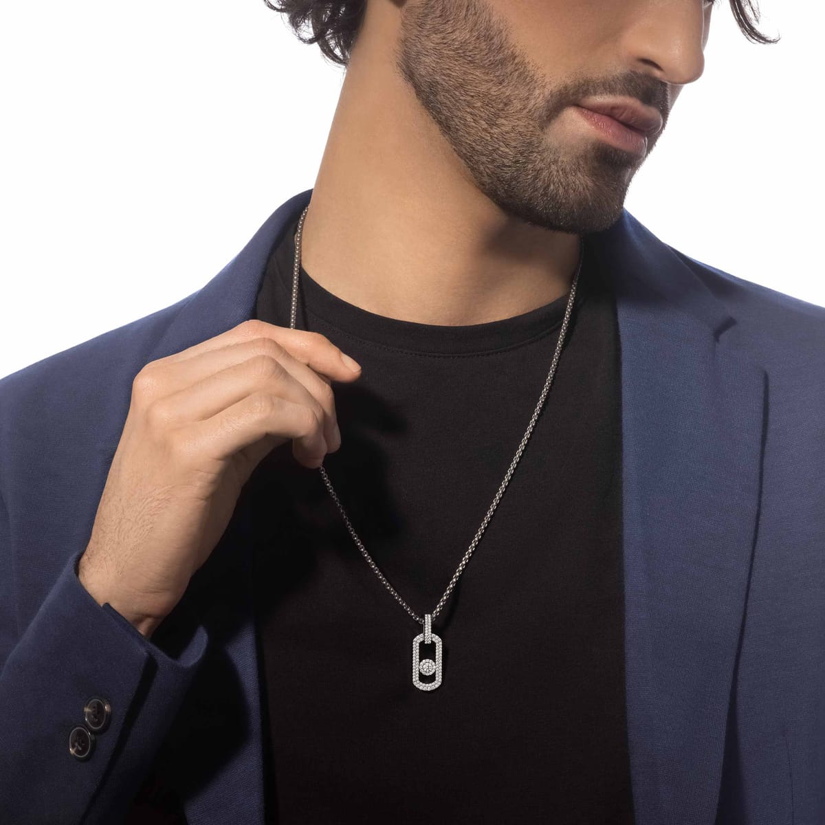 Collier Homme Titane Naturel Diamant Collier pendentif pavé So Move 13680-TN